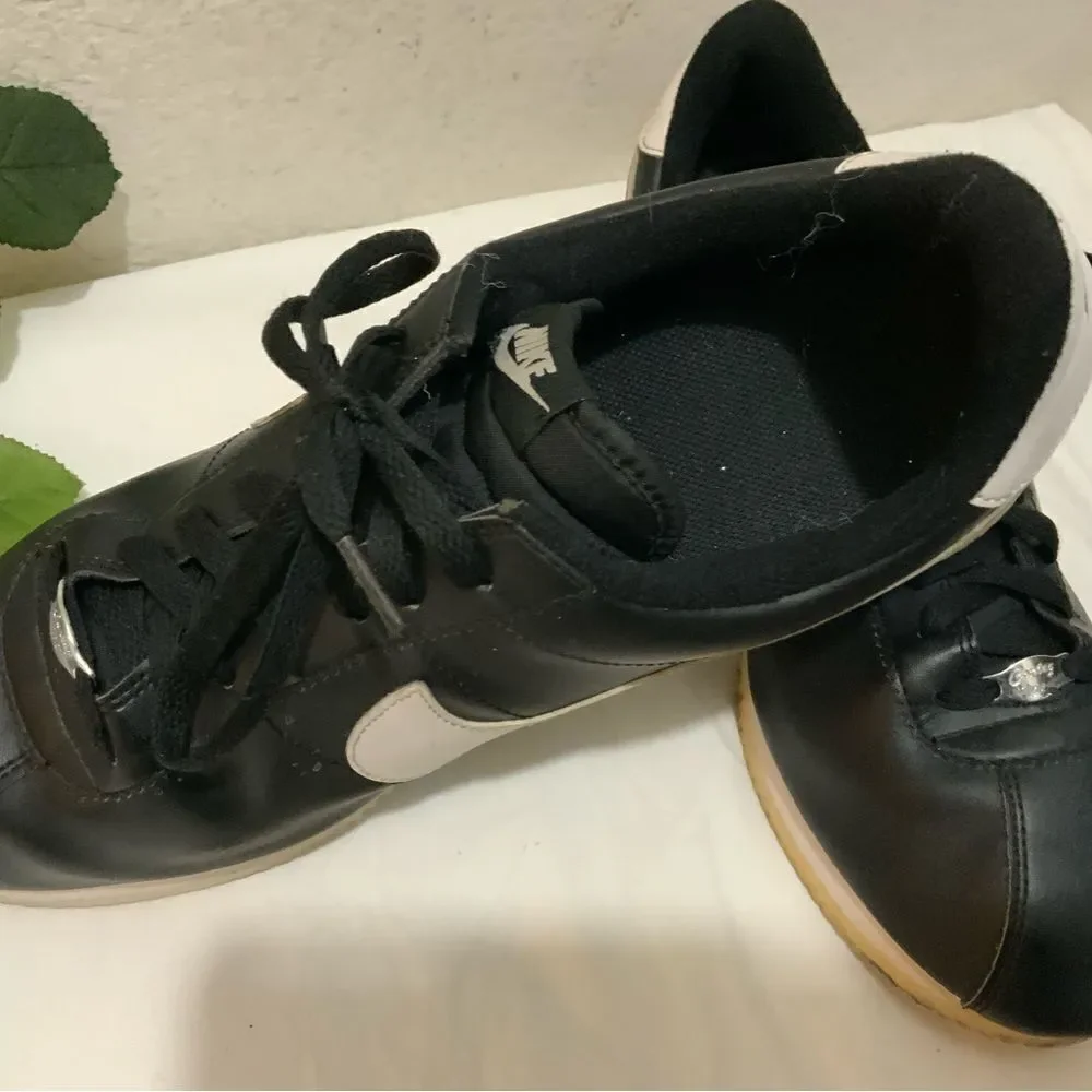 Nike Cortez '72 Basic Leather Black White Lace Up Sneakers Running Shoes 13